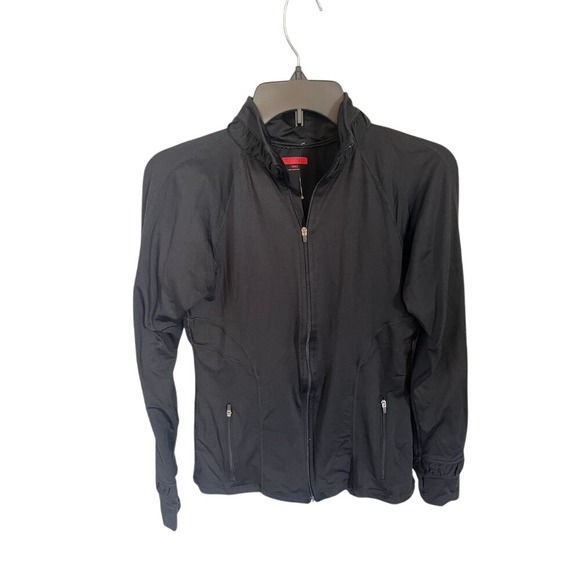 Spanx athletic ruffle full zip jacket‎ black small - Picture 1 of 4